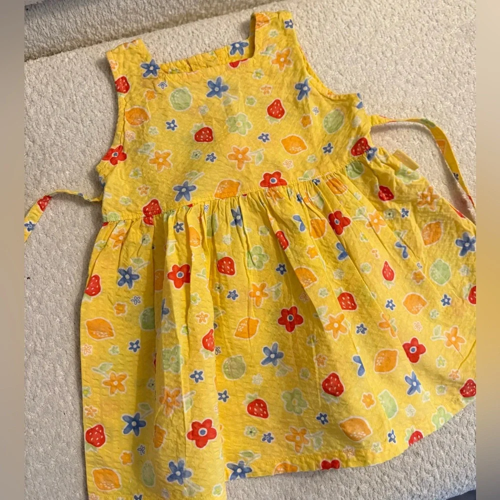Vintage 90s Oshkosh Baby B’gosh Cotton Dress 24‎ MOS – Yellow Fruit Floral Print